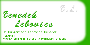 benedek lebovics business card